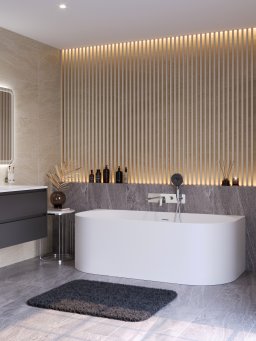 Ванна из искусственного камня Solid Surface CEZARES CZR-METAURO-WALL-170-80-55-SSB