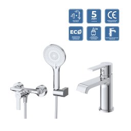 Комплект смесителей для ванной комнаты BelBagno AURORA-ESDM/LVM-CRM