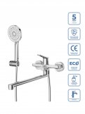 Смеситель для ванны и душа с длинным изливом BelBagno UNIQUE-VASM-L-CRM